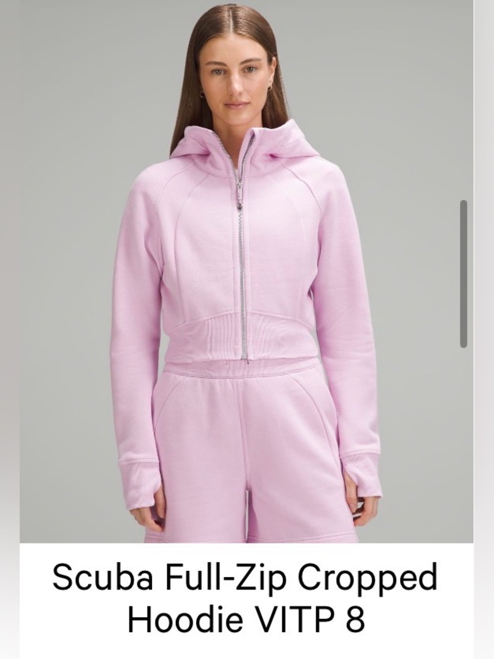 lululemon Scuba Full-Zip Cropped Hoodie VITP 8 Vita Pink